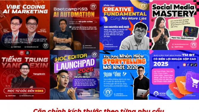 Thiết kế trang Quảng c&aacute;o Social media, Kh&oacute;a học, Khuyến m&atilde;i,...