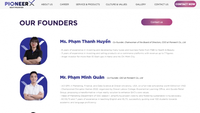 Thiết kế website c&ocirc;ng ty Marketing Pioneer-X.com