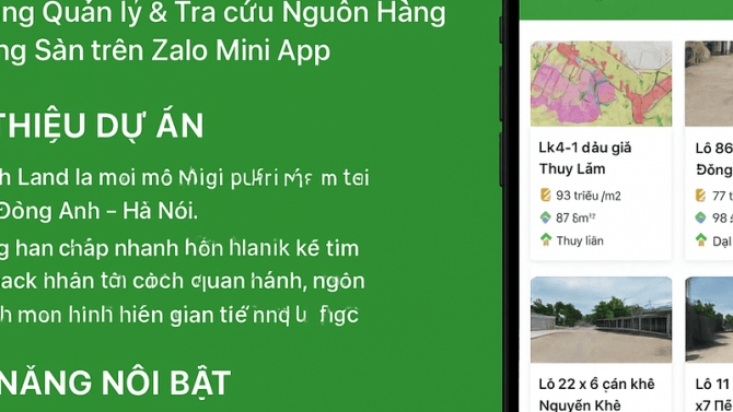 Đ&ocirc;ng Anh Land &ndash; Ứng dụng Quản l&yacute; & Tra cứu Nguồn H&agrave;ng Bất Động Sản tr&ecirc;n Zalo Mini App