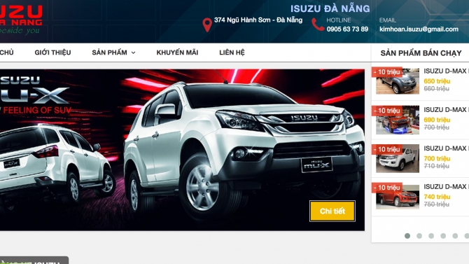 Thiết kế v&agrave; ph&aacute;t triển website isuzu Đ&agrave; Nẵng