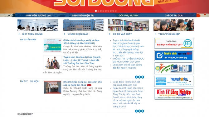 X&acirc;y dựng website Trang chủ Đại học kinh Tế C&ocirc;ng nghiệp Long An