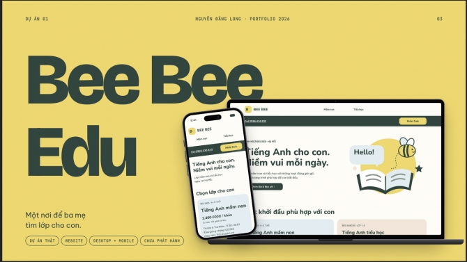 Bee Bee Edu &ndash; Thiết kế UX/UI website trung t&acirc;m tiếng Anh (Desktop + Mobile)
