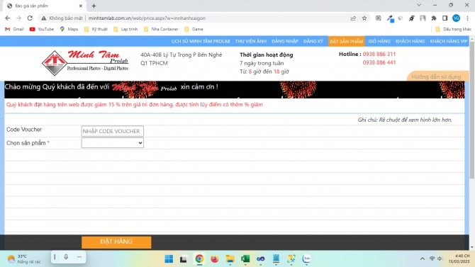 web đặt h&agrave;ng c&aacute;c sản phẩm về ng&agrave;nh in ảnh