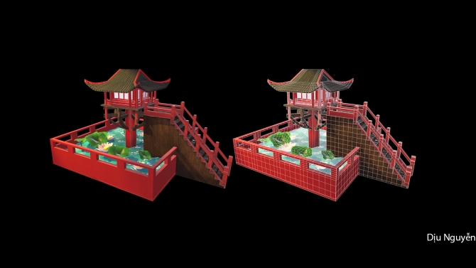 Dựng h&igrave;nh 3D ch&ugrave;a Một Cột