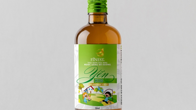 Nh&atilde;n chai nước Yến Finest d&agrave;nh cho trẻ em