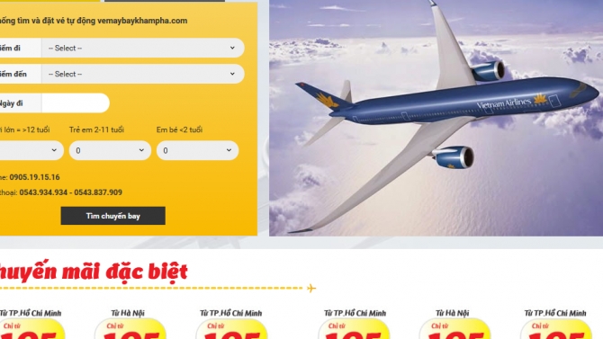 Website booking v&eacute; m&aacute;y bay