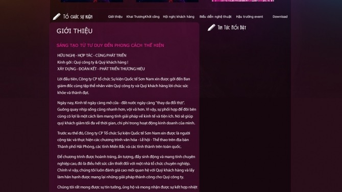 website sự kiện Sơn Nam