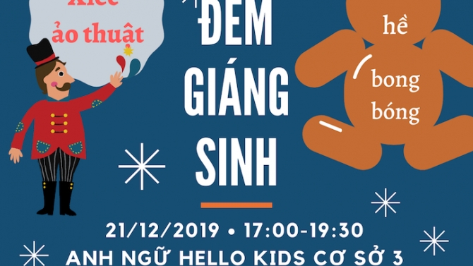 Poster cho event Gi&aacute;ng sinh của trung t&acirc;m Anh ngữ Hello Kids