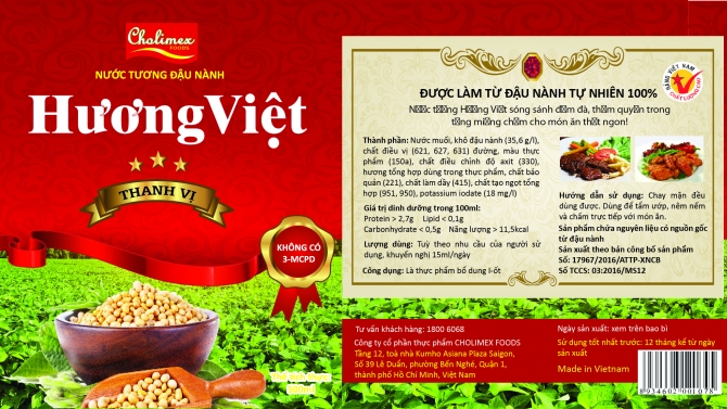 Thiết kế nh&atilde;n chai nước tương Hương Việt