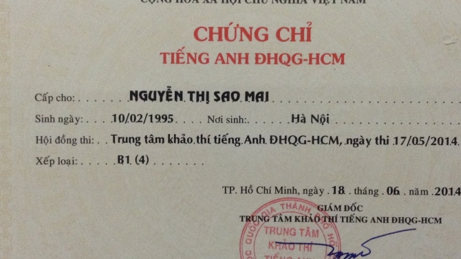 CHỨNG CHỈ TIẾNG ANH ĐHQG-HCM