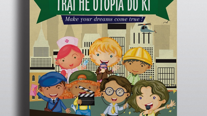 Poster trại h&egrave; cho Trường Phổ Th&ocirc;ng Li&ecirc;n Cấp Olympia.