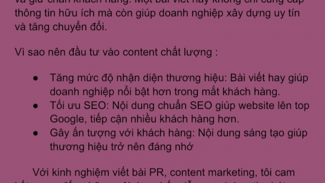 Nhận viết b&agrave;i PR, content