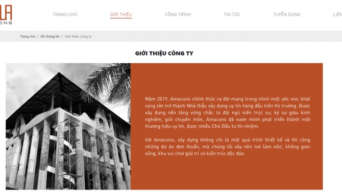 Thiết kế Website Cty X&acirc;y dựng AMACONS