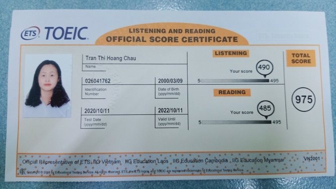TOEIC CERTIFICATE