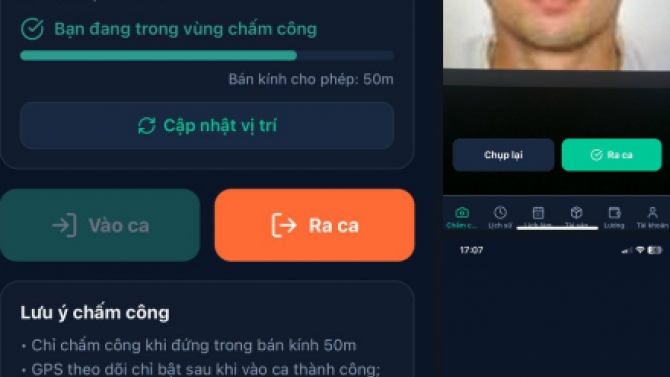 app mobile chấm c&ocirc;ng cho nh&acirc;n vi&ecirc;n bảo vệ
