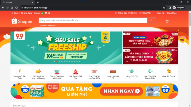Web developer: Website thương mại điện tử (PERN stack)