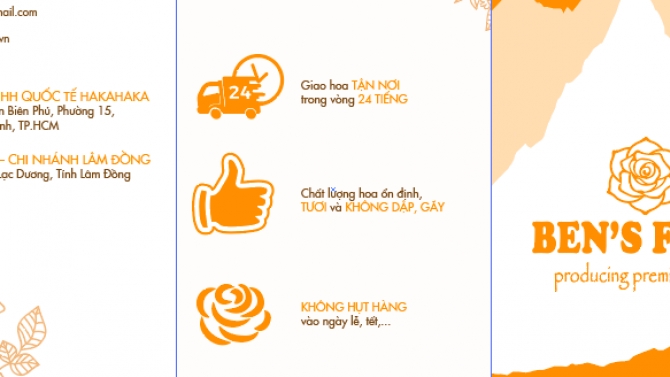 Thiết kế brochure cửa h&agrave;ng hoa Ben's Farm