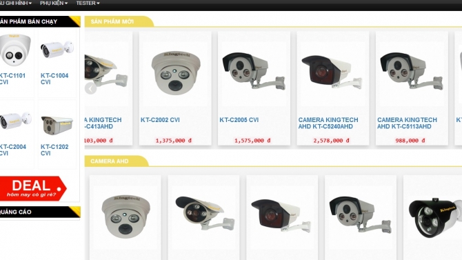 Website b&aacute;n camera, đầu ghi