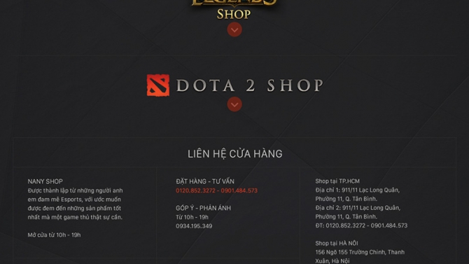 Website Navyshop - Shop game thủ