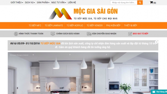 Cắt HTML, CSS Website Tủ B&ecirc;́p
