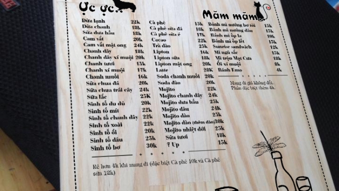 menu Mạt Cưa caf&eacute;