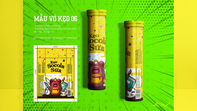 Thiết kế bao b&igrave; vỏ kẹo Socola