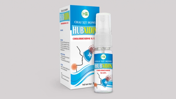 Thiết kế bao b&igrave; chai xịt họng Hubxidin