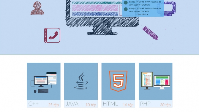 thiết kế giao diện web học trực tuyến , trang th&ocirc;ng b&aacute;o.