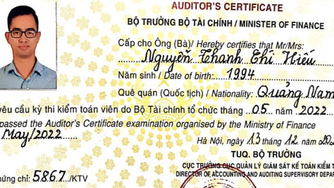 Chứng Chỉ Kiểm To&aacute;n Vi&ecirc;n