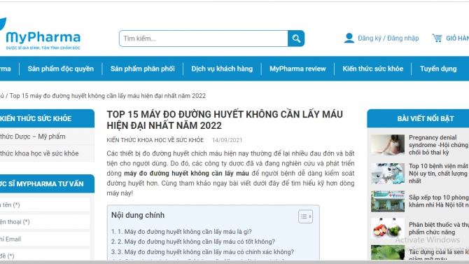 B&agrave;i viết SEO về m&aacute;y đo đường huyết