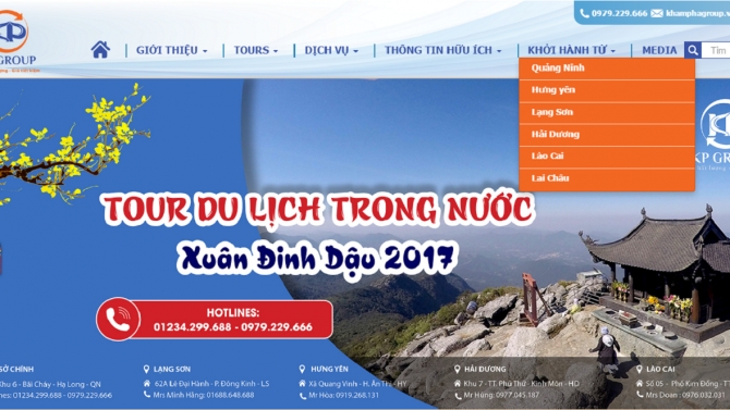 Thiết kế website cho c&ocirc;ng ty Du lịch Kh&aacute;m ph&aacute;