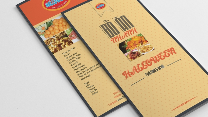 Thiết kế menu 2 mặt đồ ăn nhanh HALLOWEEN