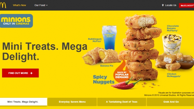 Thiết kế website McDonald Singapore