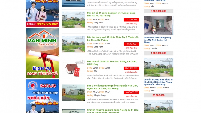 Thiết kế website Bất động sản Hải Ph&ograve;ng