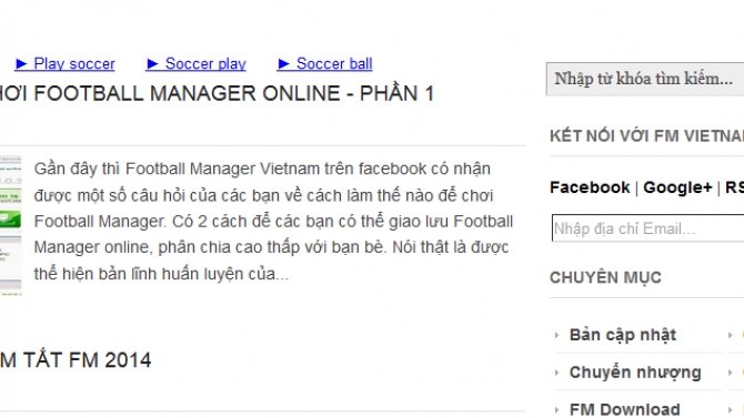 Viết blog về Football Manager