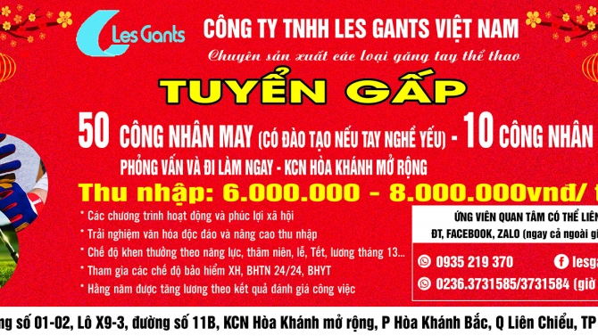 thiết kế Banner tuyển dụng C&ocirc;ng ty Les Gants