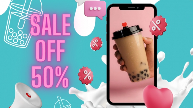 thiết kế poster quảng c&aacute;o sản phẩm milktea