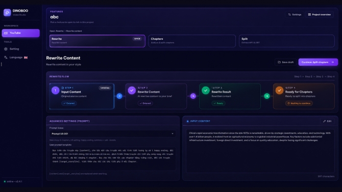 Dinoboo &ndash; Nền tảng AI Video Studio & Social Intelligence