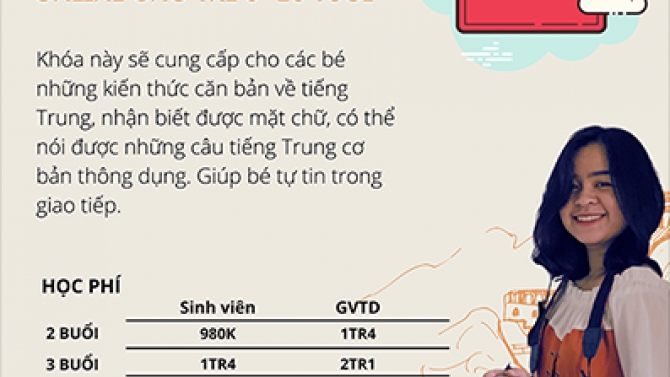 Poster đăng b&agrave;i Facebook/Instagram Kh&oacute;a học Tiếng Trung - Gia sư T&acirc;n Tiến