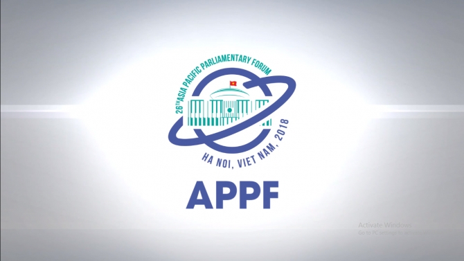 Logo h&igrave;nh hiệu Diễn đ&agrave;n Nghị viện Ch&acirc;u &Aacute;-Th&aacute;i B&igrave;nh Dương (APPF-26) năm 2018