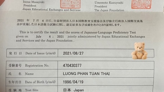 Bằng tiếng nhật N3