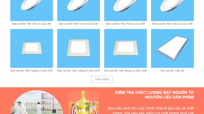 Web b&aacute;n h&agrave;ng thiết bị điện Ch&iacute;nh Th&aacute;i