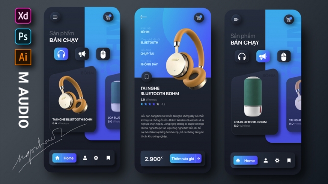 Thiết kế giao diện mobile app M Audio