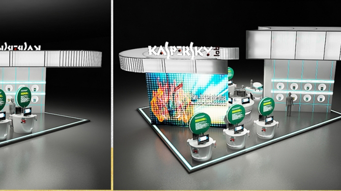 Thiết kế gian h&agrave;ng triển l&atilde;m cho Kaspersky