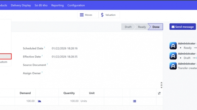 Thiết kế Biểu mẫu in, Chứng từ in tr&ecirc;n hệ thống Odoo