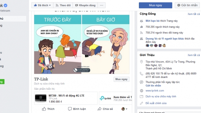 Quảng c&aacute;o fanpage Tp-Link