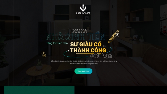 Thiết kế langding page Upling - Nh&agrave; sinh tiền