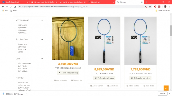 X&acirc;y dựng chức năng Back-end cho website quản l&yacute; shop cầu l&ocirc;ng