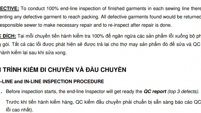 Dịch t&agrave;i liệu sản xuất ng&agrave;nh may mặc