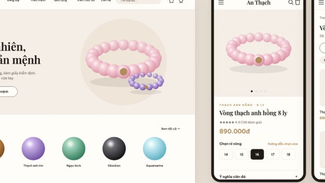 UI/UX Figma web b&aacute;n v&ograve;ng tay đ&aacute; qu&yacute; (concept An Thạch)